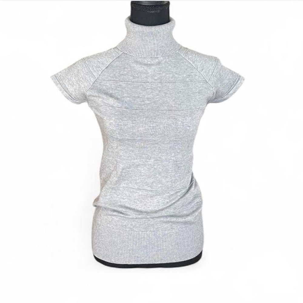 *SOLD Mandee Y2K Heather Gray Short Sleeve Turtleneck Sweater